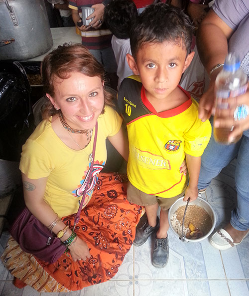Juliana helping children in Ecuador