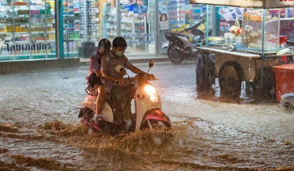Motorcycle stuck in Flood