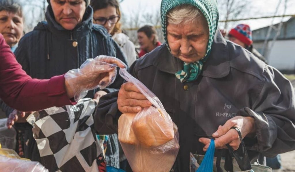 Elderly Women Get Food Relief
