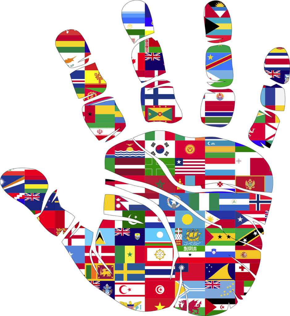 Flag on human hands