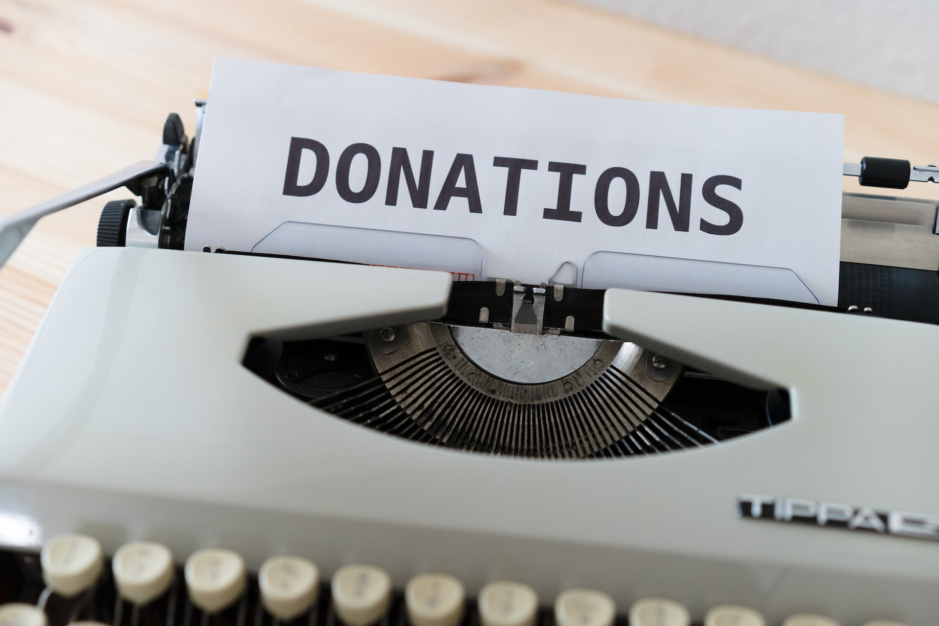 Donations are Printed on Paper using a typewriter