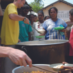 Serving food in a remote community area